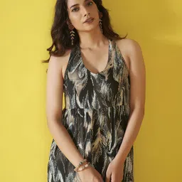 Anouk Women Abstract Printed Halter Neck Basic Jumpsuit-23