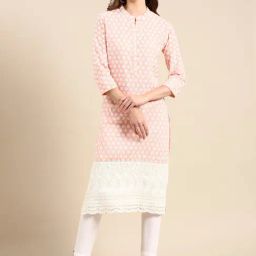 SHOWOFF Peach Cotton Floral Print Kurta-picture-43