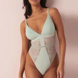 La Vie En Rose Green Lace Work Teddies Babydoll-picture-32