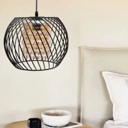 Homesake Black & Amber Metal Twister Cage Pendant Lighting With Cylinder Shades-image-57