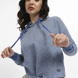 Campus Sutra Blue Cotton Striped Sweatshirt-image-51