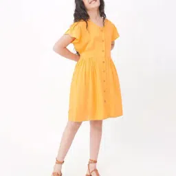 Edheads Kids Yellow Cotton Regular Fit Dress-picture-6