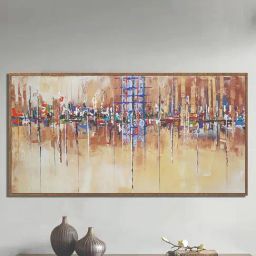 Art Street Water City Printed Brown Engineered Wood Wall Art-13