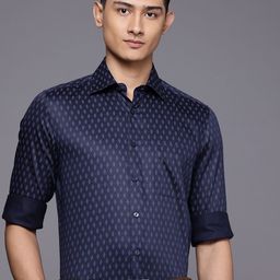 Louis Philippe Classic Fit Geometric Printed Pure Cotton Formal Shirt-image-86