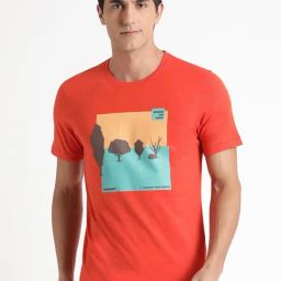 Wildcraft Orange Cotton Regular Fit Printed T-Shirt-picture-48