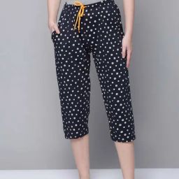 Kryptic Navy Cotton Printed Capris-image-9