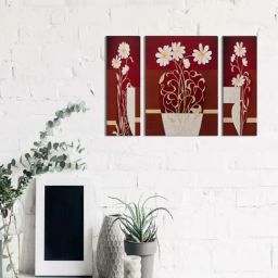 eCraftIndia 6MM MDF Set of 3 Botanical Floral Satin Matt Texture UV Art Painting-14