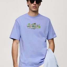 MISCHIEF MONKEY Typography Printed Drop-Shoulder Sleeves Pure Cotton Oversized T-shirt-picture-44