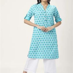 Rangmanch by Pantaloons Blue Printed Straight Kurta-picture-32