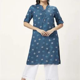 Rangmanch by Pantaloons Blue Printed Straight Kurta-picture-5