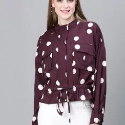 Oxolloxo Wine Polka Dot Bomber Jacket-picture-45