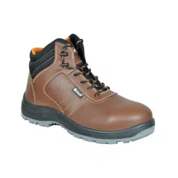 Zain Safety Elite Series Composite Toe Safety Shoes PU Double Density High Ankle Brown Buff Crazy Genuine Leather Size UK12, RUST-image-42