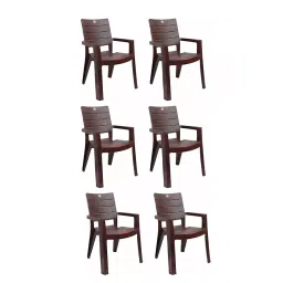 Cello Jordan Plastic Chair With Armrest Rosewood (Set of 6)-image-29