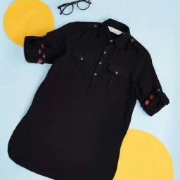 Indus Route by Pantaloons Kids Black Cotton Regular Fit Full Sleeves Kurta-image-60