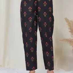 Aramya Women Floral Printed Straight-Fit Cotton Mid-Rise Regular Trousers-image-31