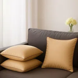 wakefit 3Pcs Beige Square Shaped Pre-Filled Cushions-7