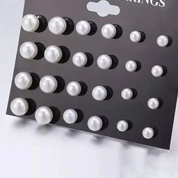 Honbon Set Of 12 Pearls Beaded Circular Shape Studs-11
