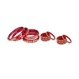 SOMIL Set Of 12 Red Alloy Artificial Stones and Beads Antique Bangles-image-93