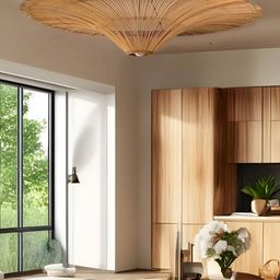 HABERE INDIA Brown Rattan Ceiling Lamp-image-33