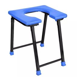 Tan45 100 Kg Load Capacity Blue and Black Portable Stainless Steel ‎Commode Stool Square-2