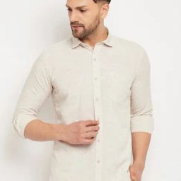 Duke Beige Cotton Slim Fit Shirt-image-33