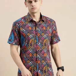 SHOWOFF Multi Satin Slim Fit Printed Shirt-image-28