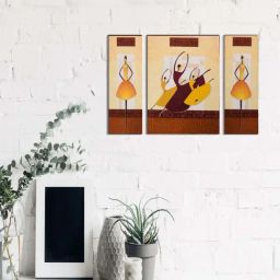 eCraftIndia 6MM MDF Set of 3 Dancing Tribal Women Satin Matt Texture UV Art Painting-16