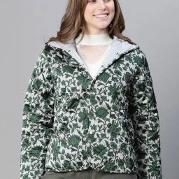 Oxolloxo Green & White Floral Bomber Jacket-picture-22