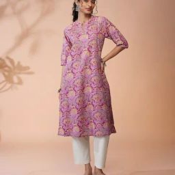 Daali Wine Cotton Regular Fit Printed Kurta-image-67