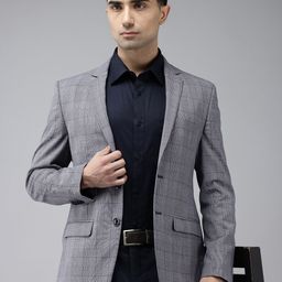 Park Avenue Slim Fit Textured Self Design Notched Lapel Single-Breasted Formal Blazer-picture-49