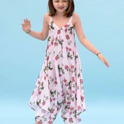 Pasha Girls Soft Pink Berry Printed Basic Jumpsuit-14