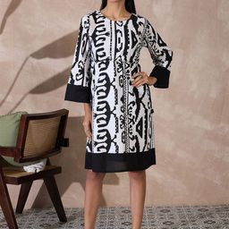 all about you Print Flared Sleeve Georgette A-Line Dress-image-87