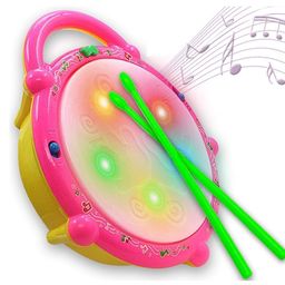 HOMOZE Battery Operated 3D Flash Drum Toy with Flash Light & Music Effects | Dynamic Musial Instrument Toy with 2 Mallets for Toddlers | Musical Sound Learning & Educational Instrument Toy image 2