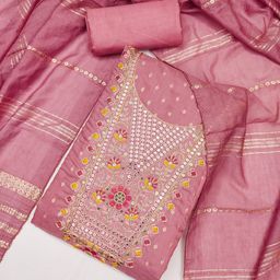 ICCHIT FAL Embroidered Art Silk Unstitched Dress Material-image-31