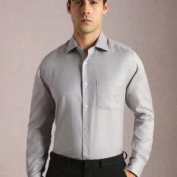Louis Philippe Men Geometric Printed Spread Collar Cotton Formal Shirt-image-80