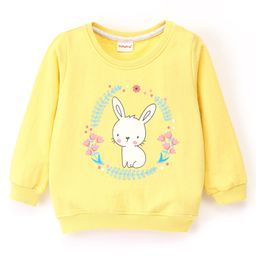 Babyhug Cotton Knit Full Sleeves Sweatshirt with Bunny Graphics - Yellow-image-77