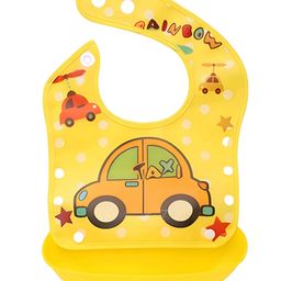 Bembika Baby Feeding Essential Baby Feeding Bib Silicone Tableware Car Print- Yellow-14