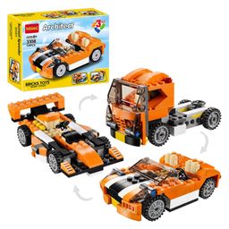 Elecart 3 in 1 Architect Series Highway Cruiser Building Block Toy Set Educational DIY Toys - Orange-31