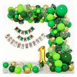 Special You 1st Birthday Decoration DIY Combo Kit Jungle Theme with One Foil balloon and Wild One Banner and Monthly banner- Green- Pack of 72 Items-image-23