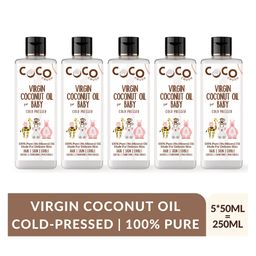 Coco Crush Cold Pressed Pure & Natural Virgin Coconut Oil, Pack of 5 - 50ml each - 250ml-image-42