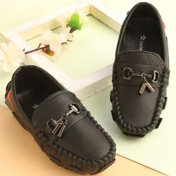 Cute Walk by Babyhug Slip On Solid Formal & Partywear Shoes with Chain Applique - Black-image-30