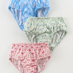 Revvo Junior Cotton Knit Octopus Printed Panties Pack of 3 - Blue Green & Baby Pink-picture-15