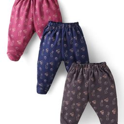 Simply Interlock Knit Bootie Leggings with Animal Print Pack of 3 - Navy Blue Grey & Pink-picture-10