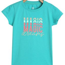 MINI KLUB Cotton Half Sleeves Magic Dreams Text Printed Top - Blue-image-76