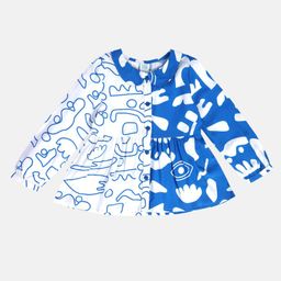 MINI KLUB Cotton Full Puffed Sleeves Abstract Printed Top - Blue-picture-12