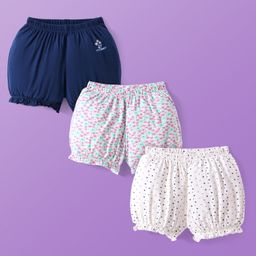 Pine Kids Cotton Lycra Knit Bloomers with Floral & Polka Dots Print Pack of 3 (Color May Vary)-image-29