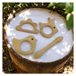 neemtoys Pack of 2 Neem Wooden Teethers For Babies| Dumbbell, Dove, Cloud & Rabbit Shapes | Teething Relief-10