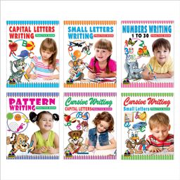 Writing Practice Books, Capital Letters, Numbers Writing 1 - 30, Pattern Writing & more, Set of 6 Books - English-8