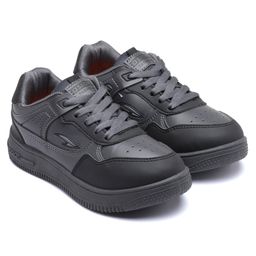 Asian Brand Name Detailed Sneakers - Grey & Black-image-13