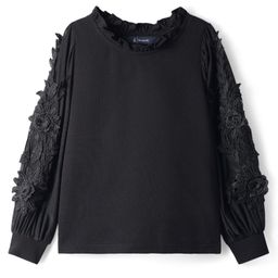 Pine Kids Woven Full Sleeves Top With Floral Patches - Black-image-51